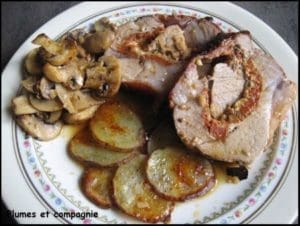 Rôti de porc au fromage et tomates