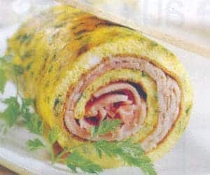 Omelette roulée au jambon