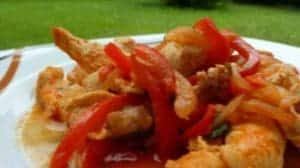 Sauté de dinde au paprika et poivrons rouges