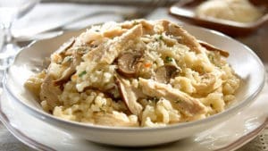 Risotto au poulet champignons