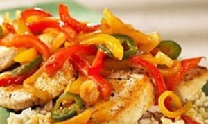 Emincé de poulet aux poivrons